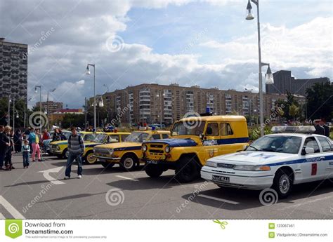 Exhibition of Old Soviet Police Cars on Prospekt Mira Moscow Editorial ...