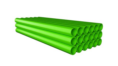 Stacks of Green PVC pipe connection PVC pipes for drinking water 3d ...