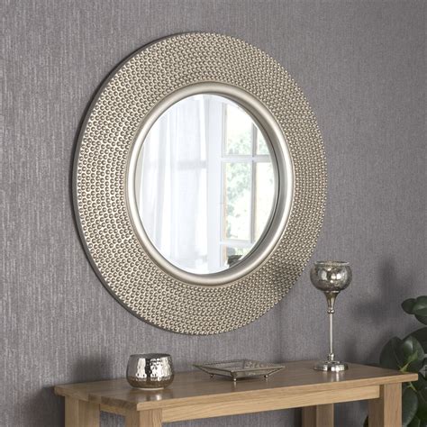 YG126_Ivory contemporary Round Mirror with beaded frame | Mirrors | Ireland