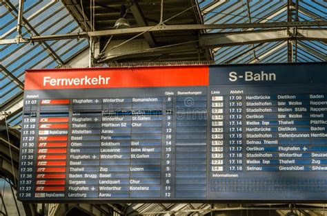 Train Timetable Information Board at Zurich Train Station, Switzerland ...