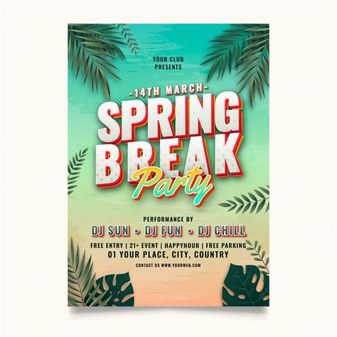 Free Vector | Gradient spring break vertical poster template