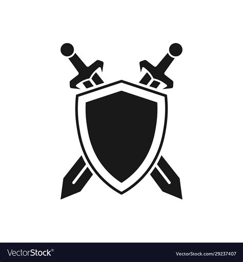 Shield with crossed swords Royalty Free Vector Image