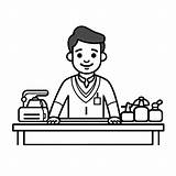 Amazing Cashier Coloring Page  sketch template