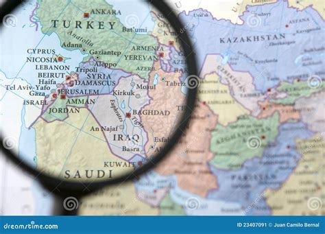 Syria and Iraq on a map stock image. Image of syria, asia - 23407091