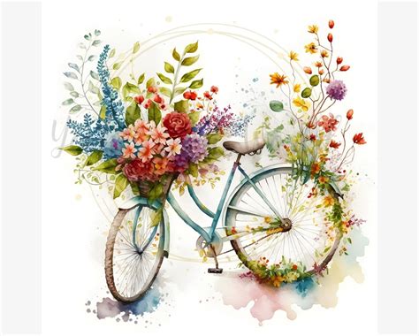 Vintage Floral Bike Bike With Flowers Card Making Mixed - Etsy