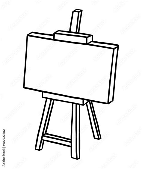 wooden easel with blank canvas / cartoon vector and illustration, black ...