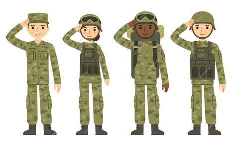 Pessoas do exército dos desenhos animados | Vetor Premium