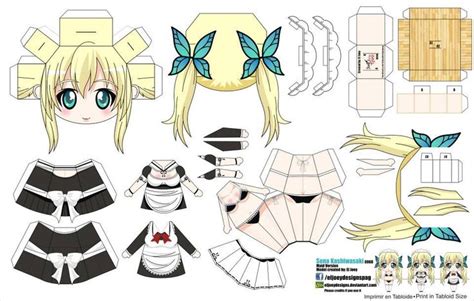 Paper Toys Diy, 3d Paper Crafts, Paper Doll Template, Anime Maid, Bear Valentines, Anime Crafts ...