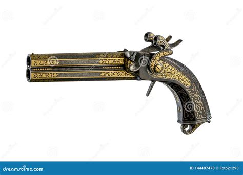 Vintage Pistol with Engraving and Carving Stock Photo - Image of shot, armory: 144407478