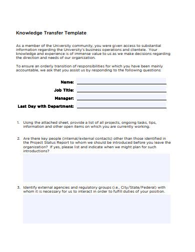 9+ Knowledge Transfer Plan Templates in PDF | MS Word | Free & Premium Templates