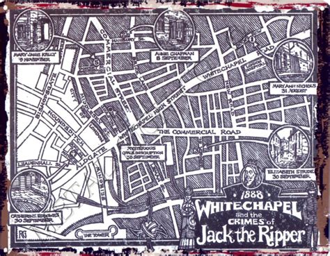 1888 Whitechapel Map Crimes of Jack the Ripper Metal Wall Sign, Retro Vintage Style, Pub,games ...