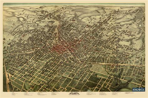 Beautifully restored map of Atlanta, Georgia from 1892 - KNOWOL