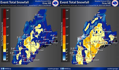 Updated NWS snowfall forecast (right) shows considerable increases ...