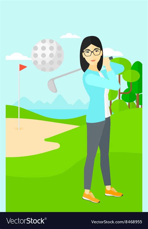 Golf player hitting the ball Royalty Free Vector Image