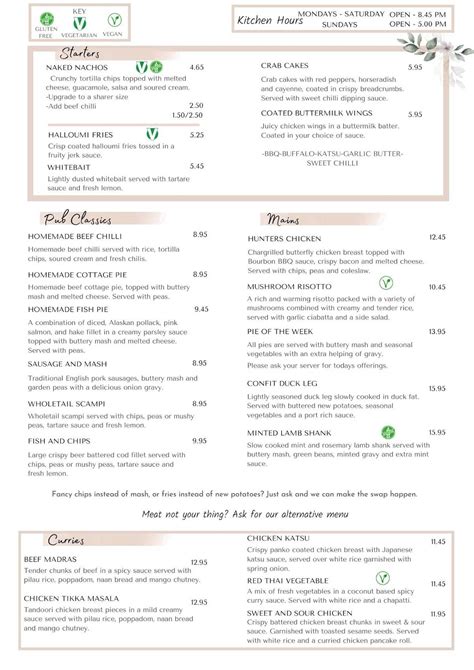 Menu at The Holly Bush pub & bar, Bordon