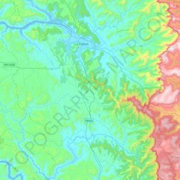 Chiplun topographic map, elevation, relief