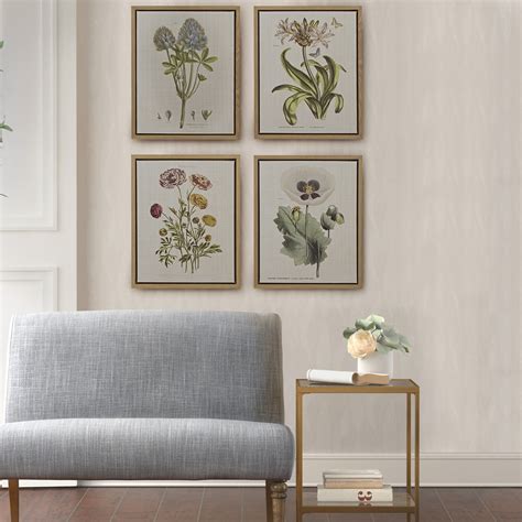 Martha Stewart Herbal Botany 4-piece Botanical Illustration Framed Canvas Wall Art Set & Reviews ...