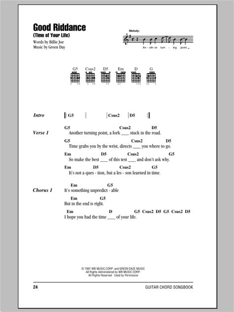 Green Day Good Riddance Guitar Chords