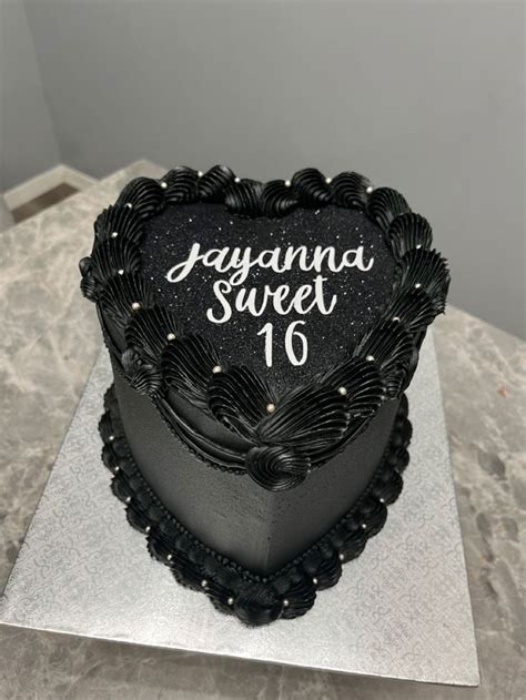 Black Heart Cake | Heart birthday cake, Glitter birthday cake, Custom birthday cakes