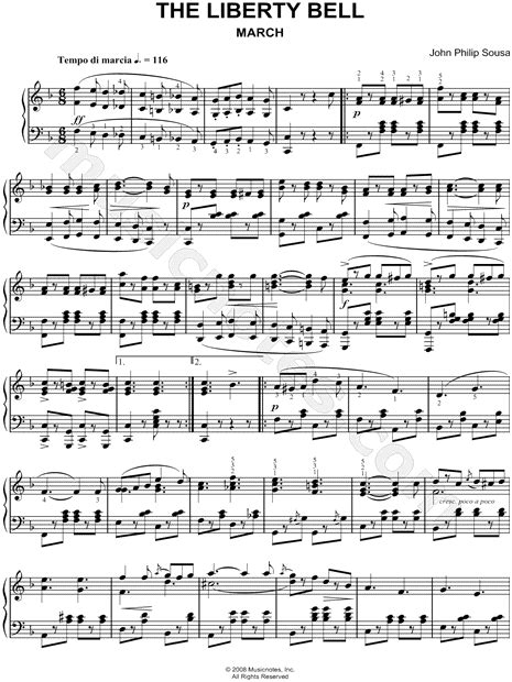 John Philip Sousa "The Liberty Bell March" Sheet Music (Piano Solo) in F Major - Download ...