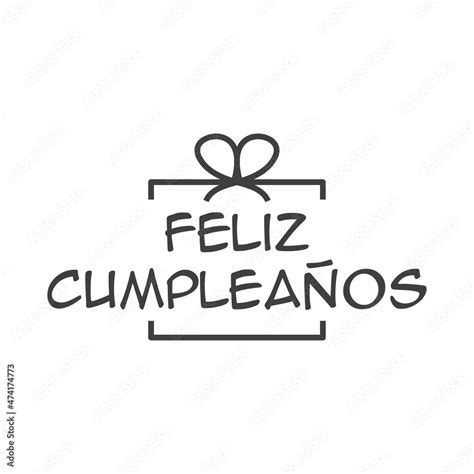 Banner con texto Feliz Cumpleaños en español en caja de regalo con ...