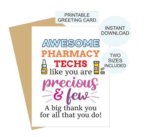 Pharmacy Tech Greeting Card Printable / Pharmacy (Download Now) - Etsy