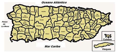 Mapa de Puerto Rico con sus pueblos