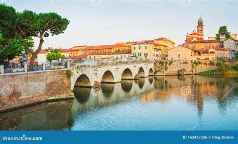 Bridge of Tiberius Ponte Di Tiberio in Rimini Stock Photo - Image of ...