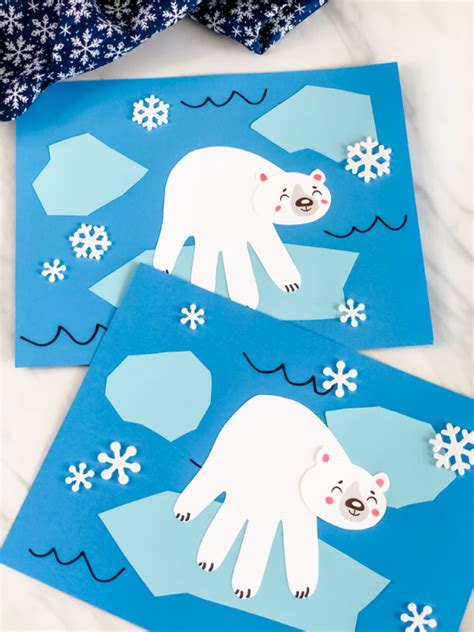 Polar Bear Handprint Craft [Free Template] | Bear crafts, Polar bear ...