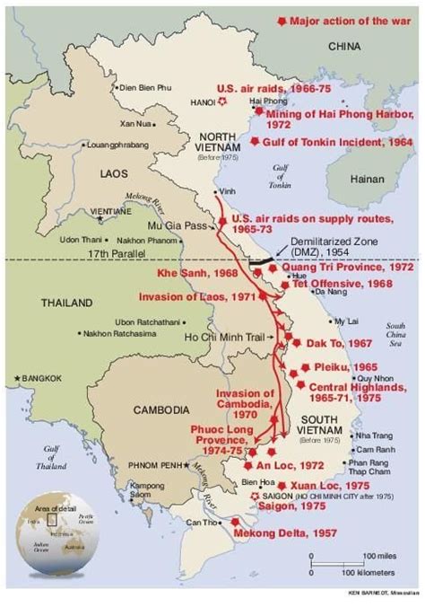 Map of Vietnam, Laos and Cambodia