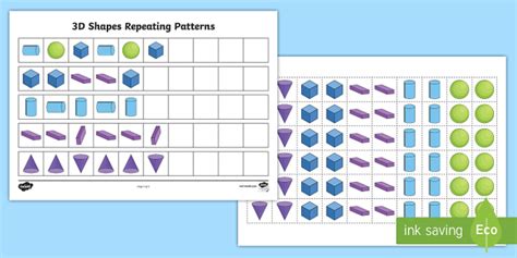 3D Shape Patterns - KS1 - Primary Resource (teacher made)