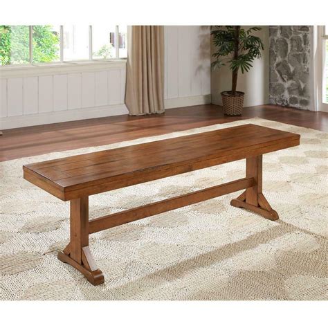 Indoor Bench Furniture Antique Brown Rustic Wood Backless Entryway Dining Room - Benches & Stools