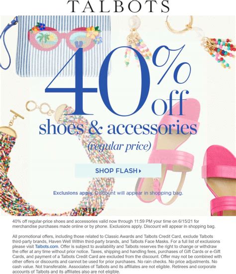 40% off shoes & accessories online today at Talbots #talbots | The Coupons App®