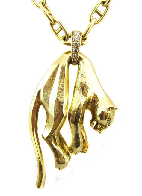 Cartier Panther Diamond Gold Pendant Necklace For Sale at 1stdibs