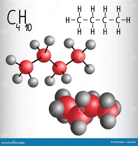 Chemical Formula and Molecule Model of Butane C4H10 Stock Vector - Illustration of eps10 ...