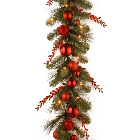 National Tree 9 ft Red Mixed Garland with Battery Operated Warm White LED Lights - Walmart.com ...