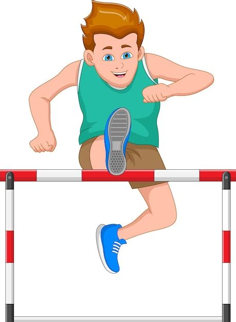 Premium Vector | Cartoon boy jumping hurdles