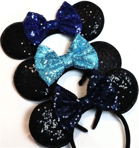 Blue Minnie Mouse Ears, Blue Disney Ears, Blue Minnie Ears Headband, Blue Wedding Minnie Ears ...