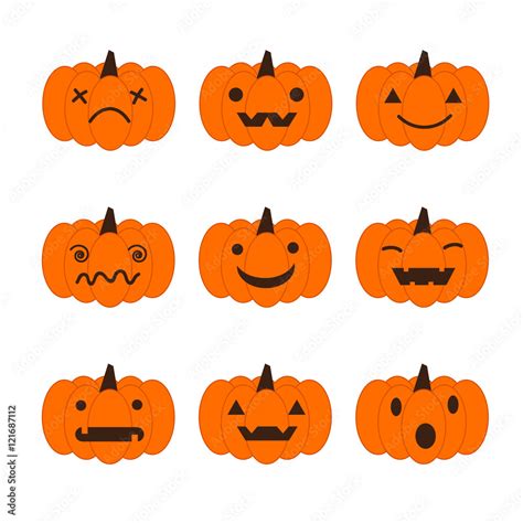 Cute cartoon Halloween Clip Art - Cute Pumpkin with different face isolate on white background ...