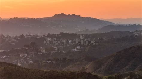 Sunset Over the Hollywood Hills, Los Angeles. Stock Image - Image of ...