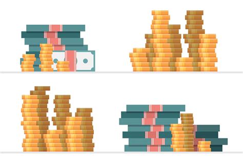 Set of money piles 1263537 Vector Art at Vecteezy