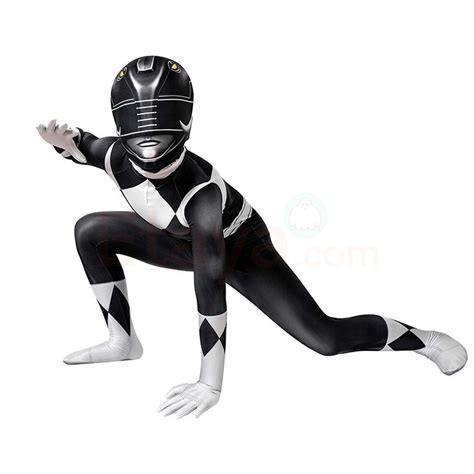 Kids Power Ranger Costume Black Mighty Morphin Power Rangers Cosplay Suit