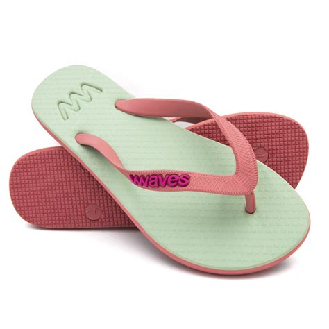 Light Green and Light Maroon Twofold Flip Flops, Women's – Waves Flip ...