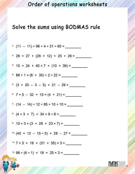 Order of Operations Math Worksheets