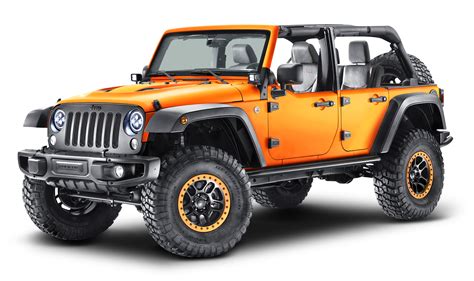 Download Orange Jeep Wrangler Car PNG Image for Free