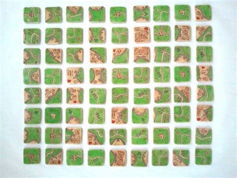 Carcassonne ceramic tiles - Piezas de juego Carcassonne de cerámica ...