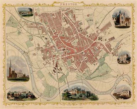 Preston 1851 Antique English Town Map of Preston Lancashire - Etsy