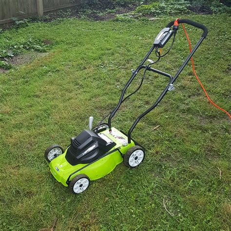 We got an electric lawnmower. | T+G