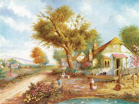 Village Scene | Village landscape painting, Indian village landscape, Village landscape