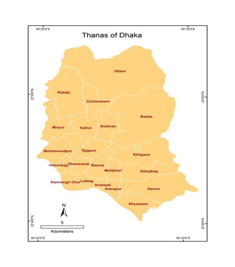 1: Map of Dhaka and its Thanas. | Download Scientific Diagram